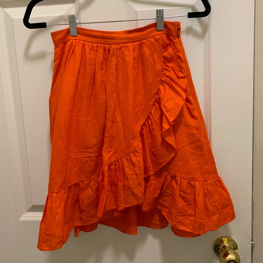 Jcrew Bright Orange Linen Skirt NWT